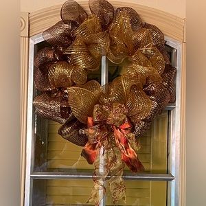 NWOT HANDMADE FALL DECO MESH WREATH.
